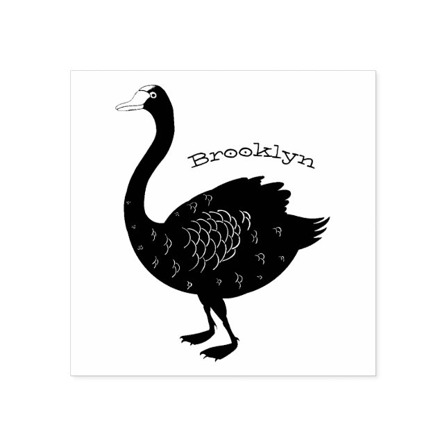 Black swan cartoon illustration  rubber stamp (Imprint)