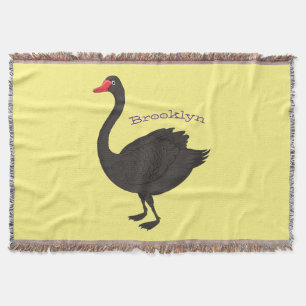 Black swan cartoon illustration  throw blanket