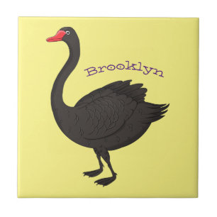 Black swan cartoon illustration tile