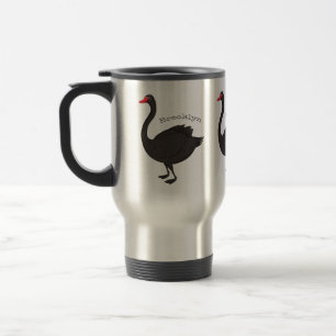 Black swan cartoon illustration travel mug