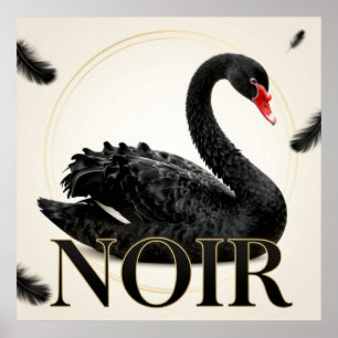 Black Swan Champagne Gold Fashion Poster