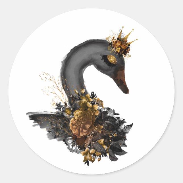 Black Swan Classic Round Sticker (Front)