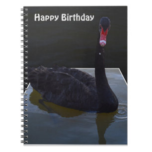 Black Swan Droplets In Pond, Birthday Notebook