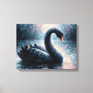 Black Swan – Moody Gothic Wildlife Canvas Print