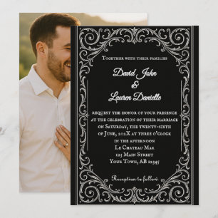 Black Swan Photo Wedding Invitation