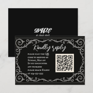 Black Swan QR Code Wedding RSVP Card