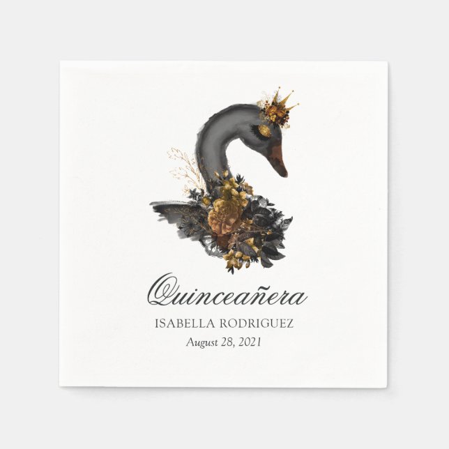 Black Swan Quinceañera Napkin (Front)