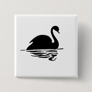Black Swan Silhouette 15 Cm Square Badge
