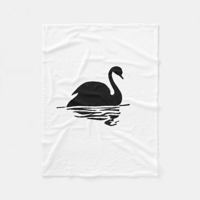 Black Swan Silhouette Fleece Blanket (Front)
