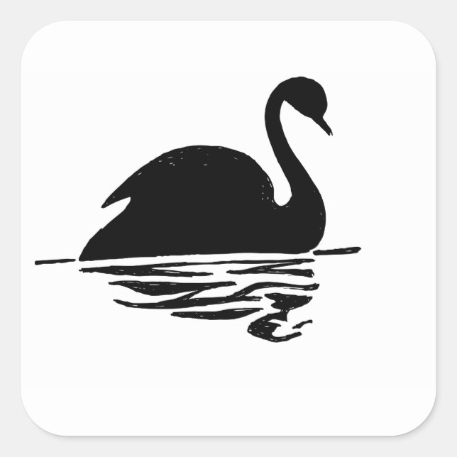Black Swan Silhouette Square Sticker (Front)