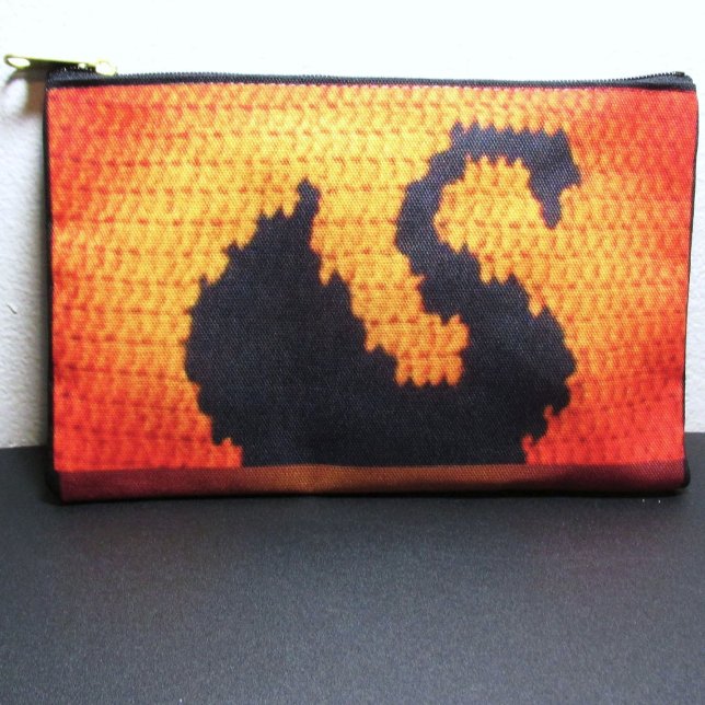 Black Swan Tropical Sunset Artisan Crochet Print Accessory Pouch (Creator Uploaded)