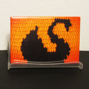 Black Swan Tropical Sunset Artisan Crochet Print   Magnet