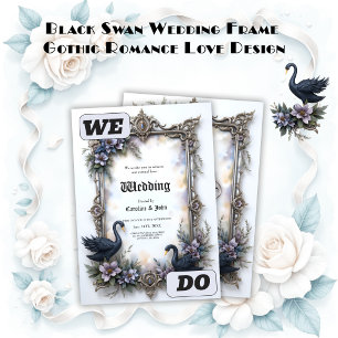 Black Swan Wedding Frame – Gothic Romance Love  Invitation