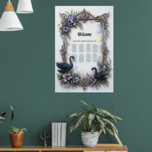 Black Swan Wedding Frame – Gothic Romance Love  Poster