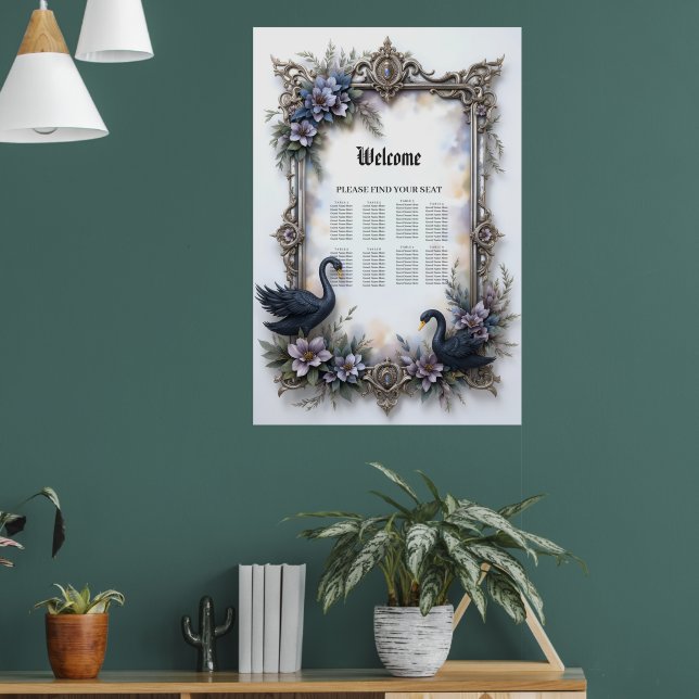 Black Swan Wedding Frame – Gothic Romance Love  Poster (Living Room 1)