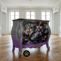 Black Swan with Purple Florals Decoupage