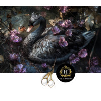 Black Swan with Purple Florals Decoupage