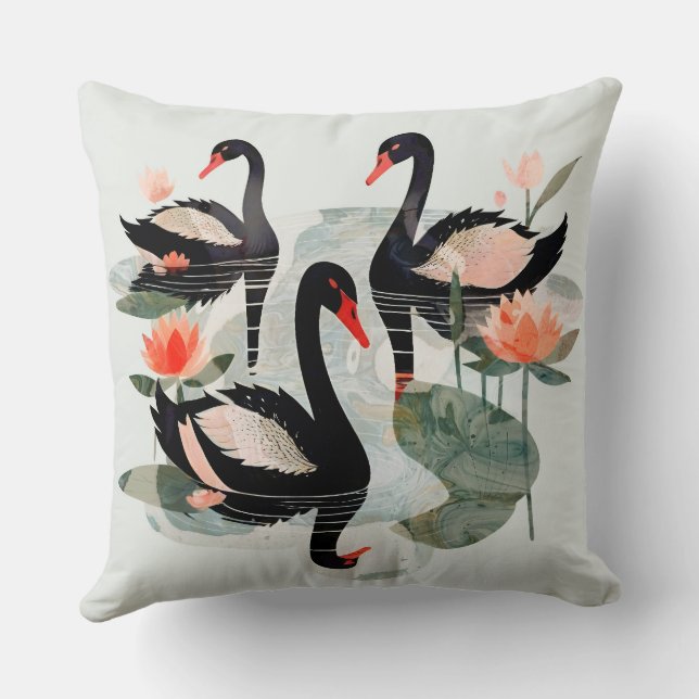 Black Swans Cushion (Back)