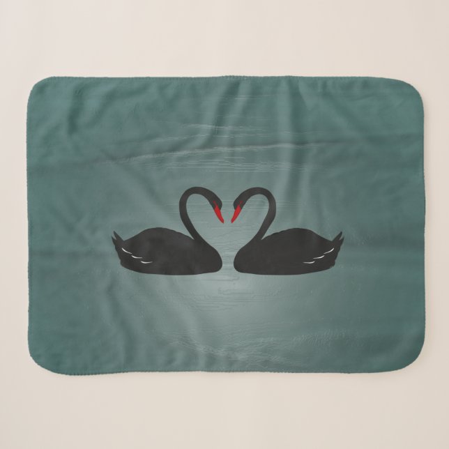 Black Swans Sherpa Blanket (Front (Horizontal))