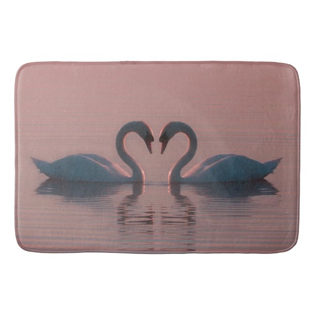 Black Swans Swim Pink Sky Bath Mat (Front)