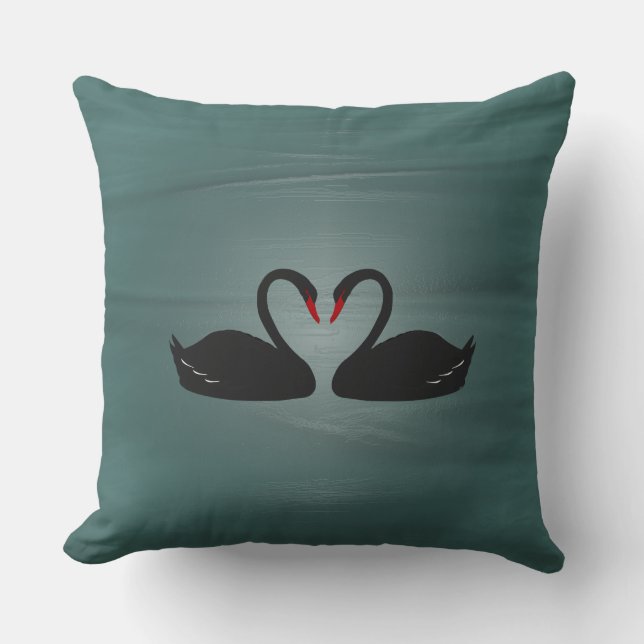 Black Swans Throw Pillow (Front)