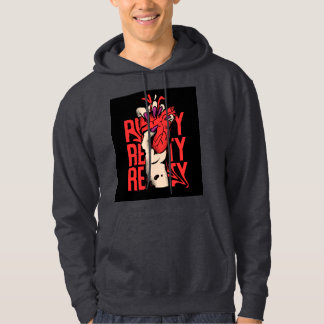 Black Sweatshrirt With Heart And Hand Design  Hoodie