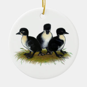 Black Swedish Ducklings Ceramic Tree Decoration