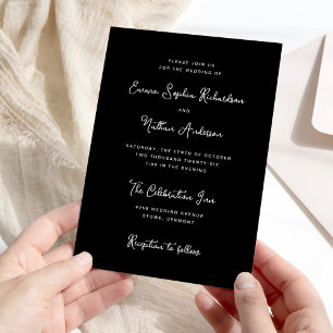 Black Sweet and Whimsical   Simple Wedding Invitation