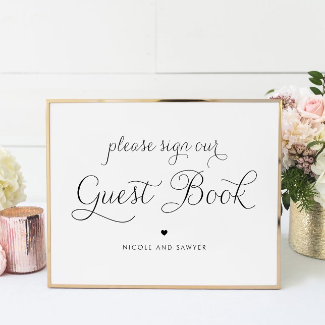 Black Sweet Calligraphy Wedding Guest Book (Creator Uploaded)