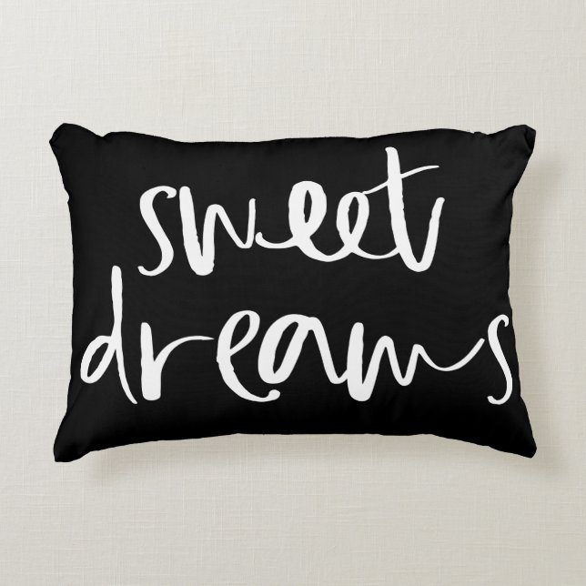 Black Sweet Dreams Hand Lettering Pillow (Front)