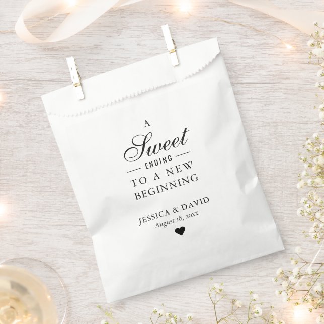 Black Sweet Ending New Beginning Wedding Favour Ba Bags (Clipped)