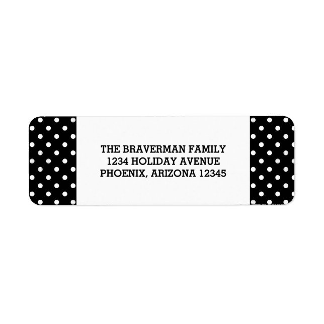 Black Sweet Polka Dot Holiday Address Labels (Front)
