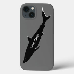 black swimming shark personalised iPhone 13 case