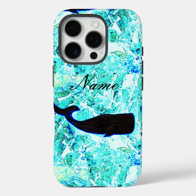 black swimming whale blue Case-Mate iPhone case (Back)