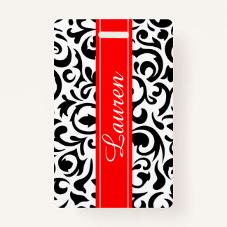 Black Swirl Luggage Tag / Badge ID Badge