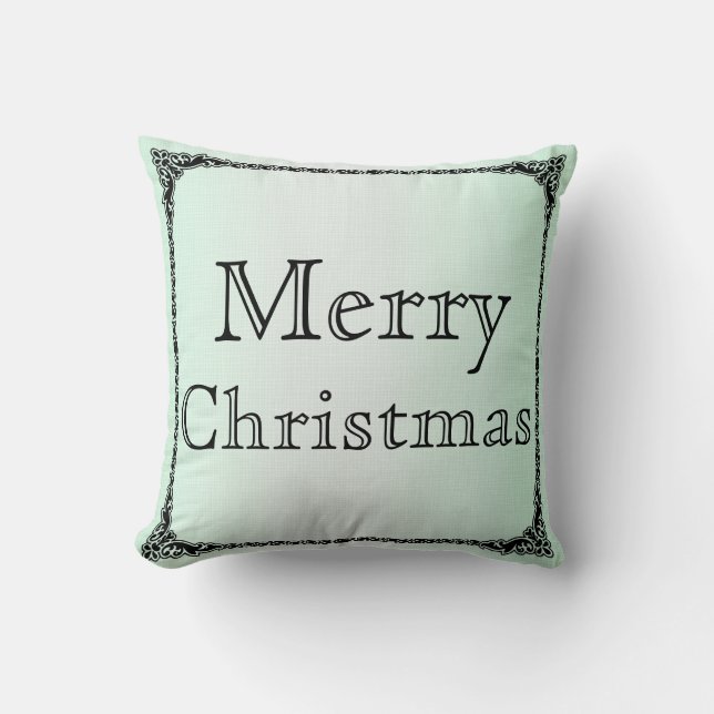 Black Swirl Merry Christmas Cushion (Front)