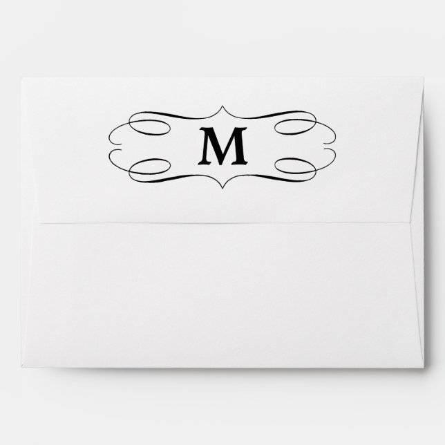 Black Swirl Monogram Envelopes (Back (Top Flap))