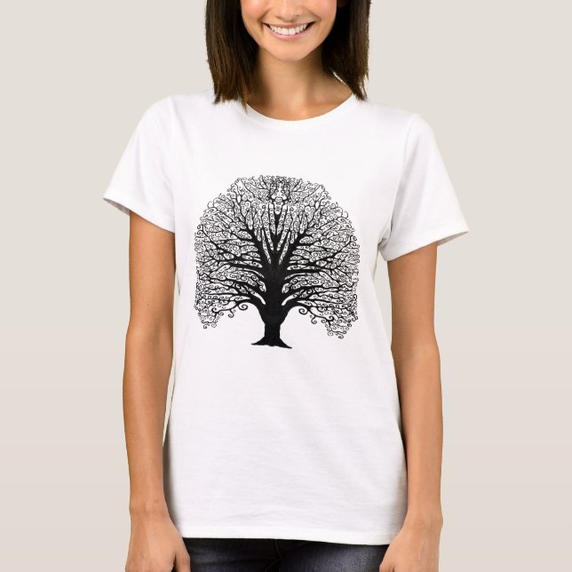 Black Swirl Tree T-Shirt (Front)