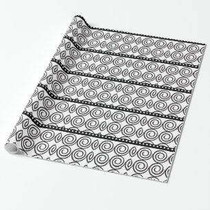 Black Swirls and Stripes Wrapping Paper