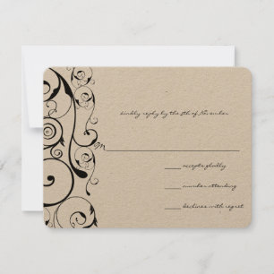 Black Swirls Wedding RSVP