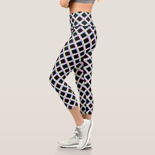 Black Symmetric Diamonds with Gradient Frames Capri Leggings (Left)