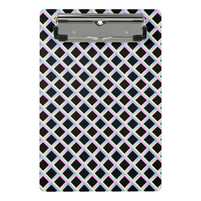 Black Symmetric Diamonds with Gradient Frames Mini Clipboard (Front)