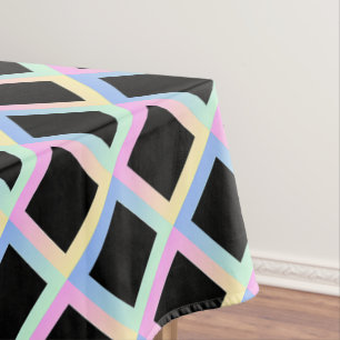 Black Symmetric Diamonds with Gradient Frames Tablecloth