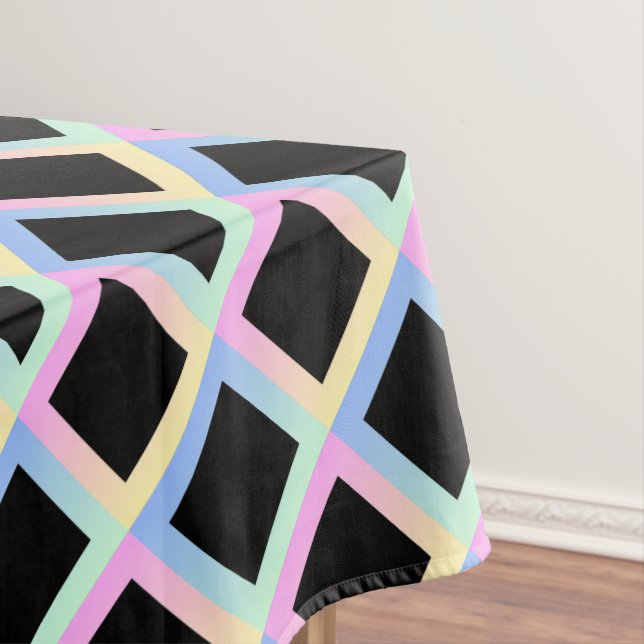 Black Symmetric Diamonds with Gradient Frames Tablecloth (In Situ)