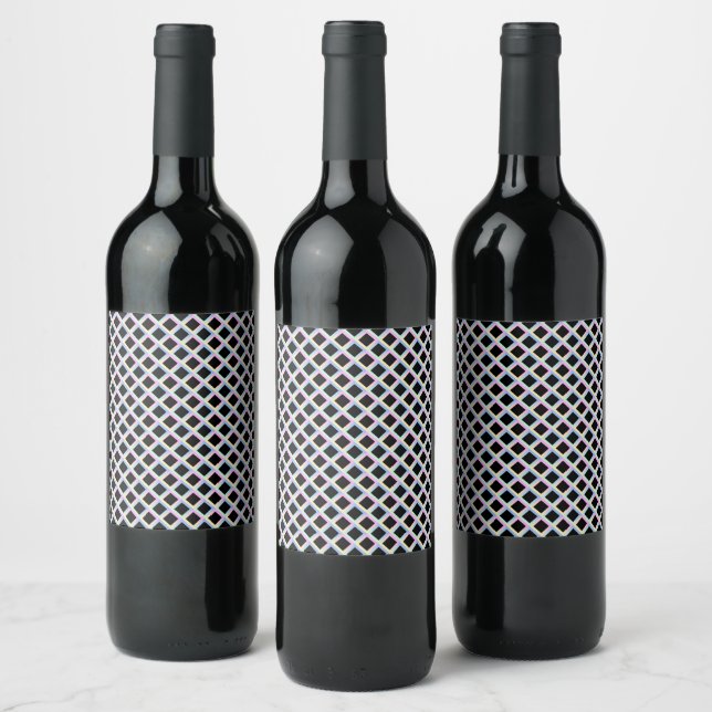 Black Symmetric Diamonds with Gradient Frames Wine Label (Bottles)