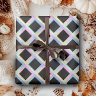 Black Symmetric Diamonds with Gradient Frames Wrapping Paper