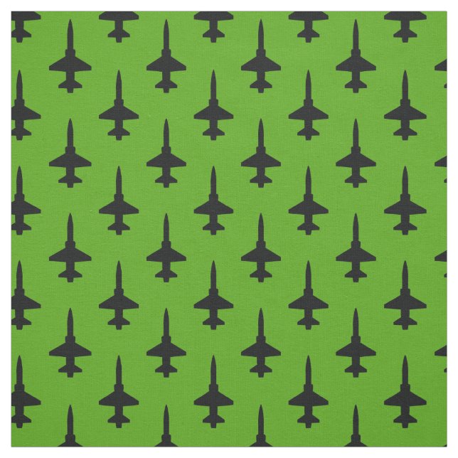 Black T-38 Talon Pattern on Green Fabric (Swatch)
