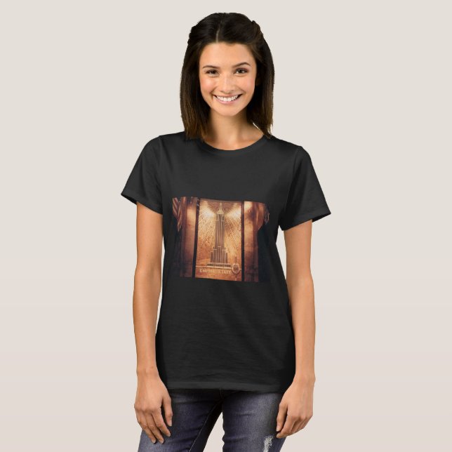 Black T-shirt with Empire State Building Design (Front Full)