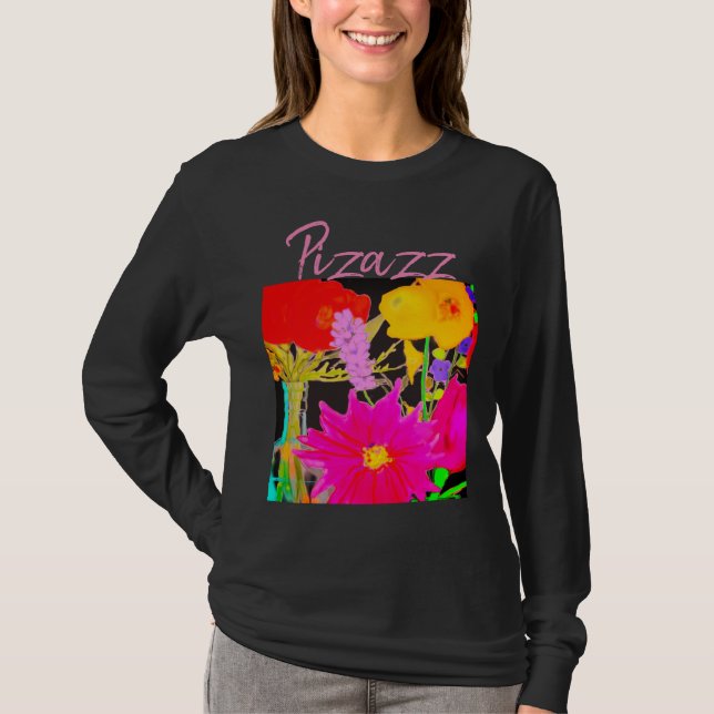 Black T-Shirt with Flowers by Artist (Front)