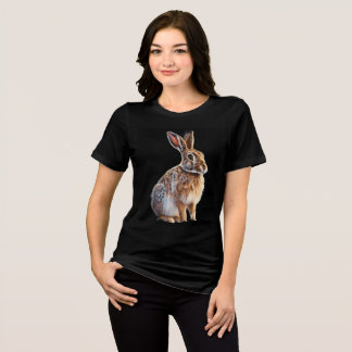 Black T-Shirt with Rebbits Graphic Tri-Blend Shirt